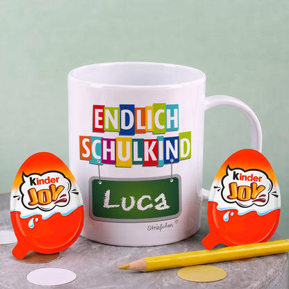 Tasse zum Schulanfang mit Name als Geschenk zur Einschulung