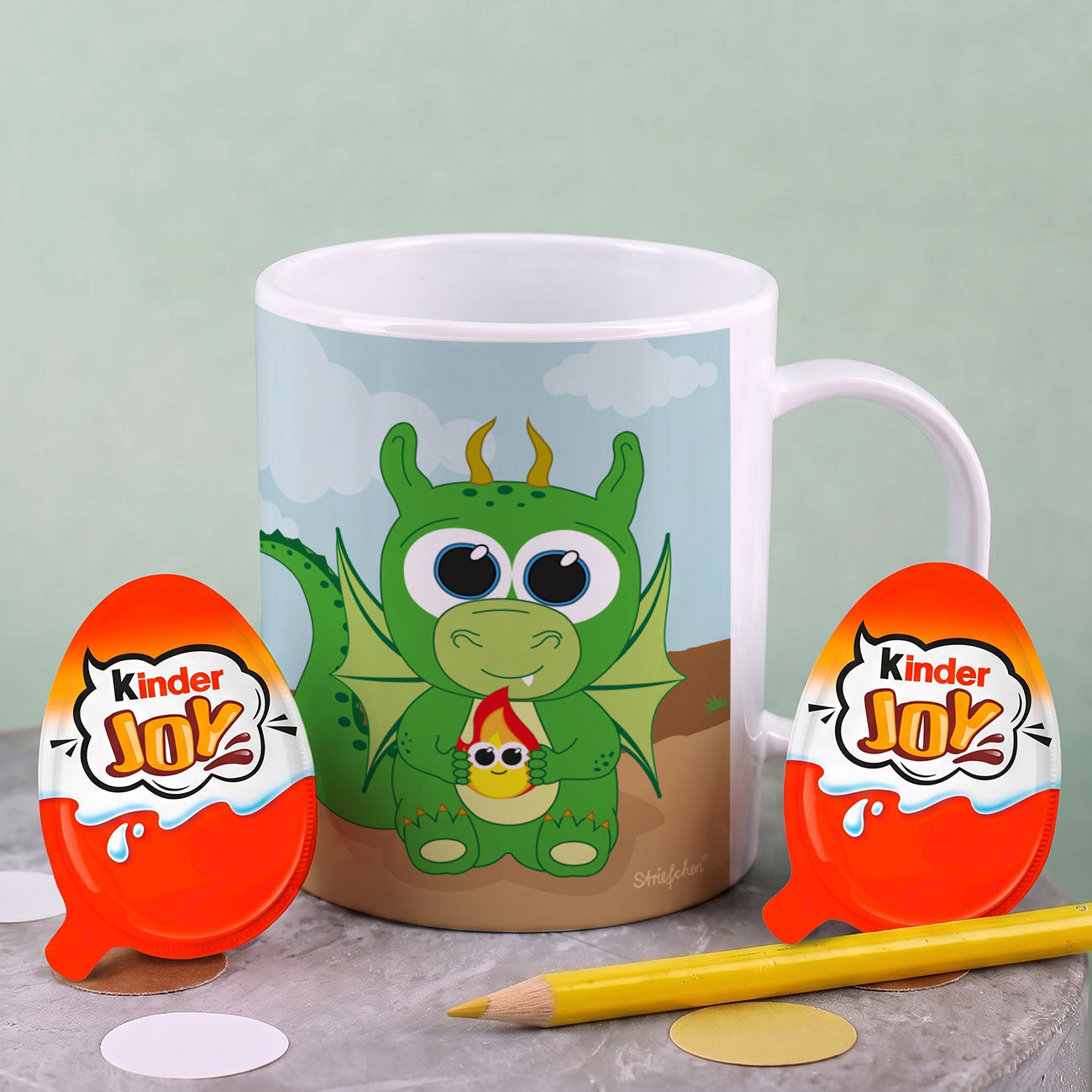 Niedliche Drachentasse mit Wunschname | Tasse als Geschenk für Kinder