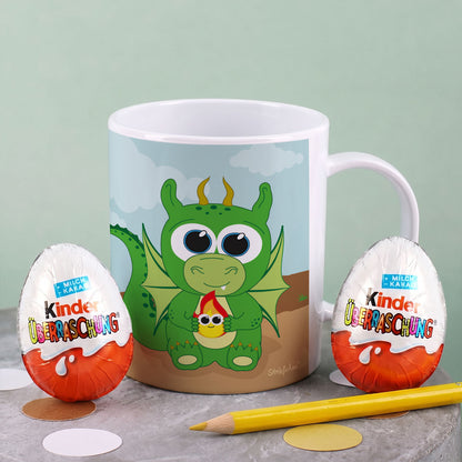 Niedliche Drachentasse mit Wunschname | Tasse als Geschenk für Kinder