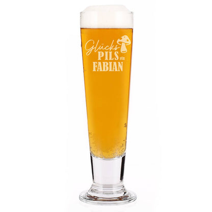 Glückspils - Bierglas mit individueller Namensgravur