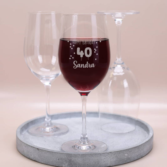Leonardo Weinglas mit Gravur Happy Birthday 40