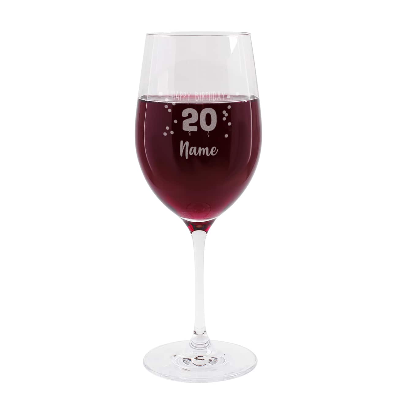 Happy Birthday 20 - graviertes Weinglas zum 20. Geburtstag mit Name