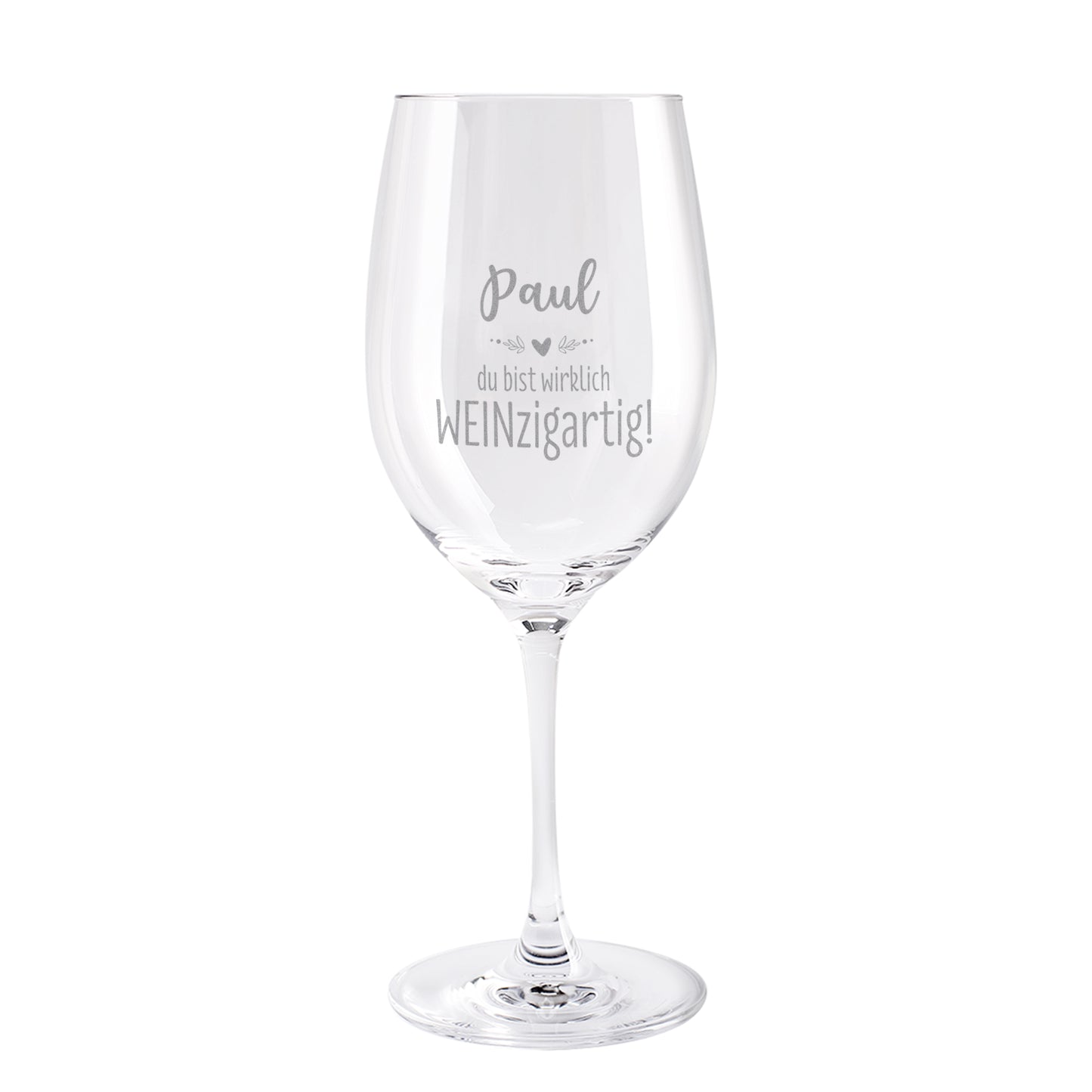 Personalisiertes Leonardo Weinglas mit Name Paul und edler Gravur auf Klarglas