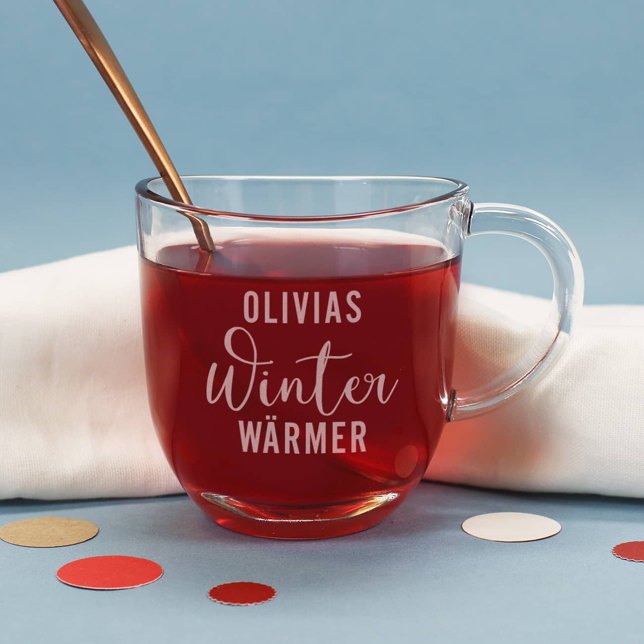 Teeglas - Winter Wärmer - mit Name graviert