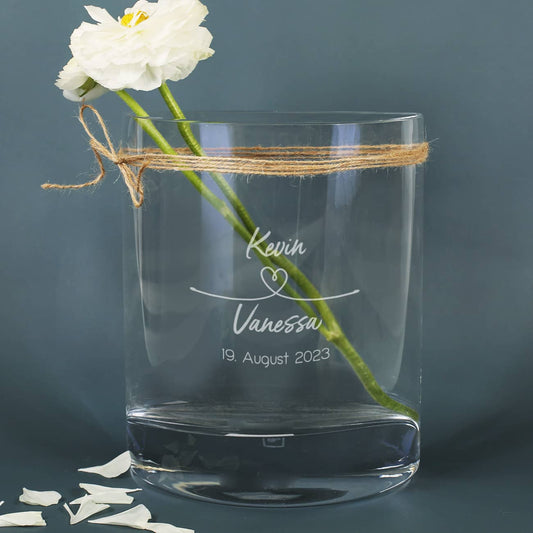 Romantische Vase aus Glas zur Hochzeit