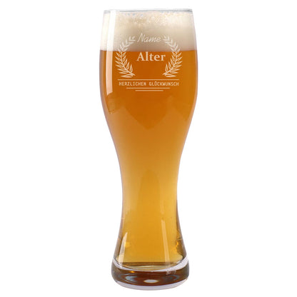 Geburtstagsbierglas mit persönlicher Gravur