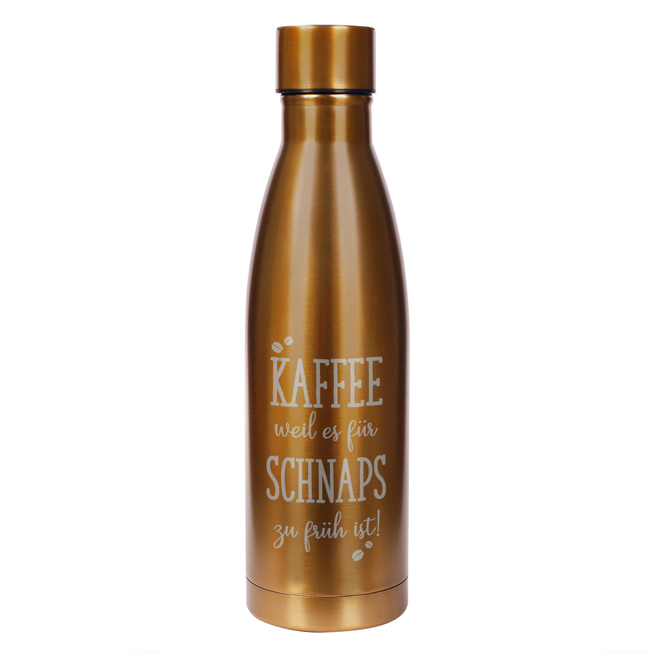 Thermosflasche mit Kaffeemotiv und Wunschtext