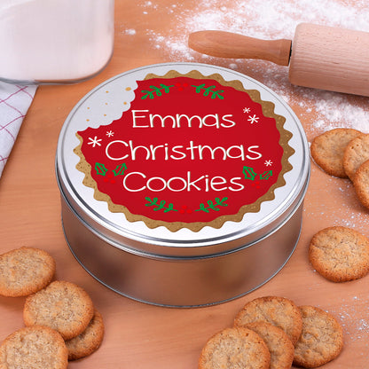 1. Personalisierte Plätzchendose aus Metall mit Christmas Cookies Motiv und Name als Weihnachtsgeschenk