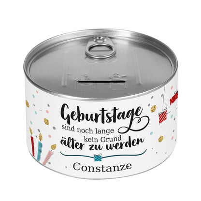 Personalisierte Aufreißspardose zum Geburtstag