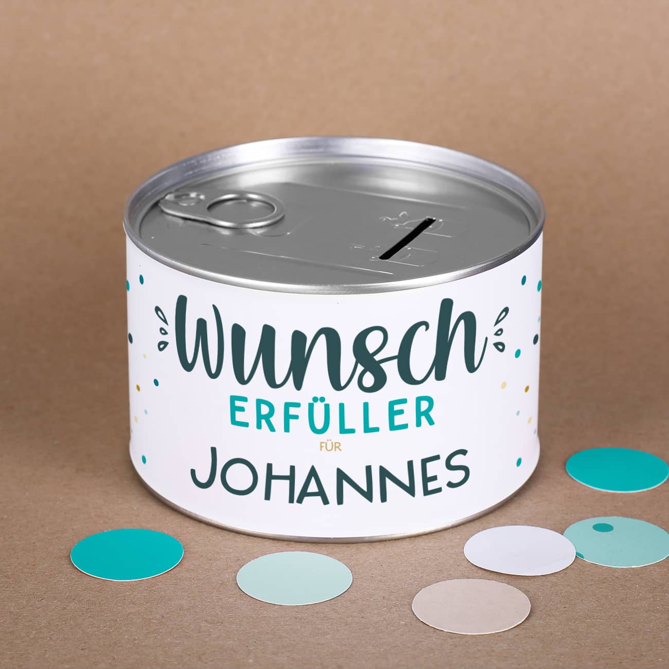 Aufreißspardose Wunscherfüller mit Name personalisiert