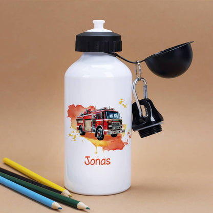Aluminium-Trinkflasche mit Feuerwehr-Motiv und Name