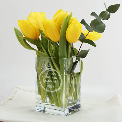 Vase mit Gravur - Du bist ein Geschenk!