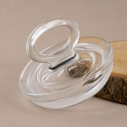 Detailansicht des Glasdeckels mit Griff und Silikonring für die luftdichte Glasdose