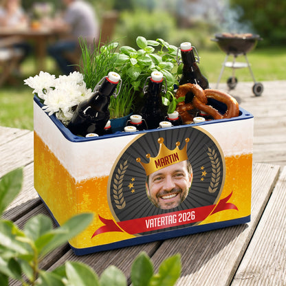 Bierkasten-Banderole für Papa mit Foto, Name, Wunschtext & Aufkleber