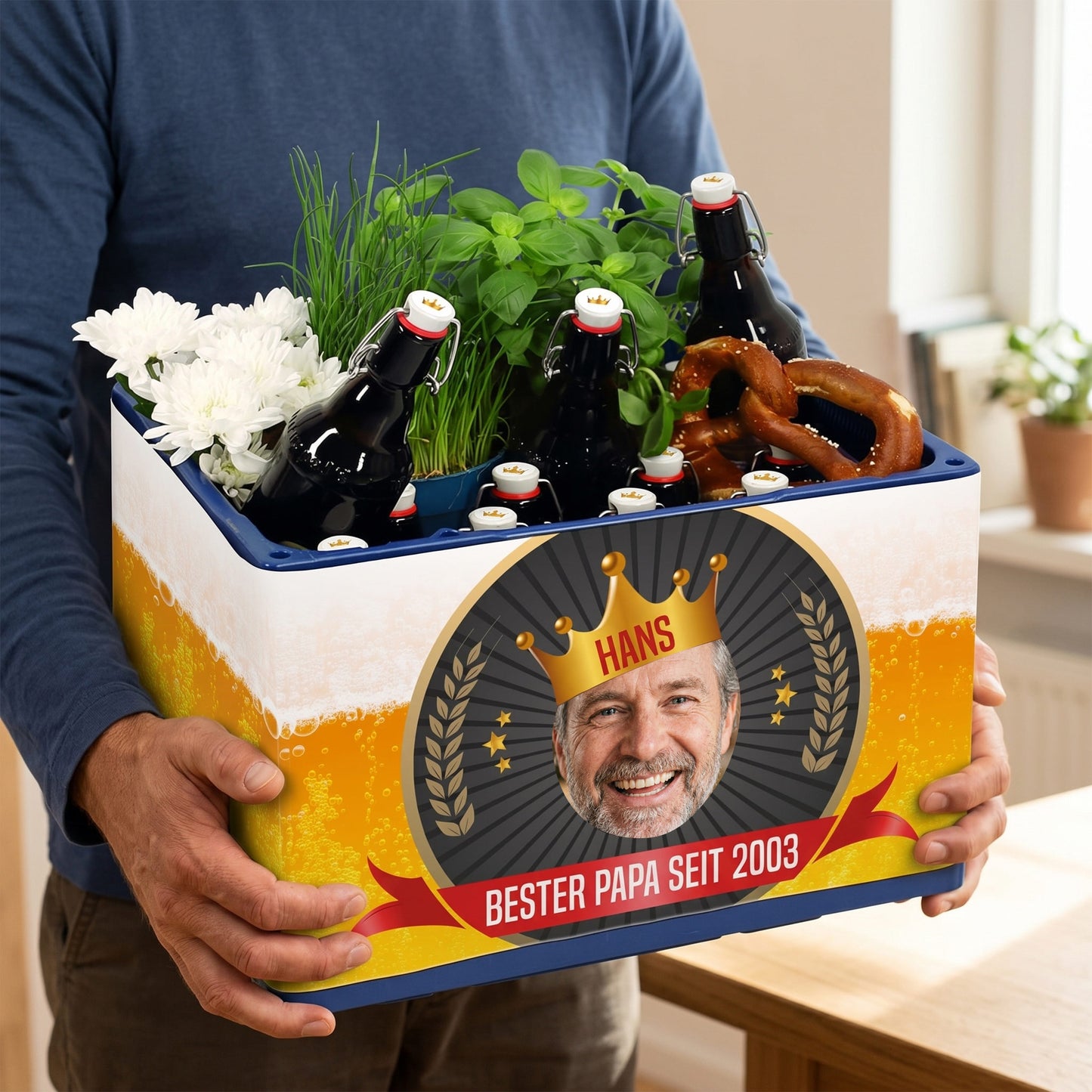 DIY Set für Bierkasten-Banderole zum Vatertag mit Aufkleber