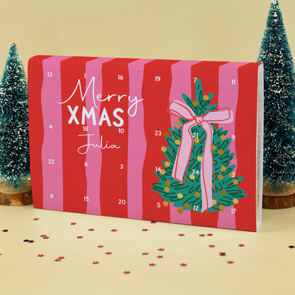Personalisierter Toffifee Adventskalender mit Name Julia und Merry Xmas Motiv