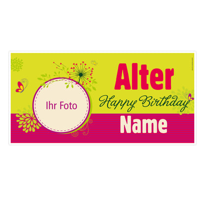 XXL Banner - Happy Birthday in floralem Design