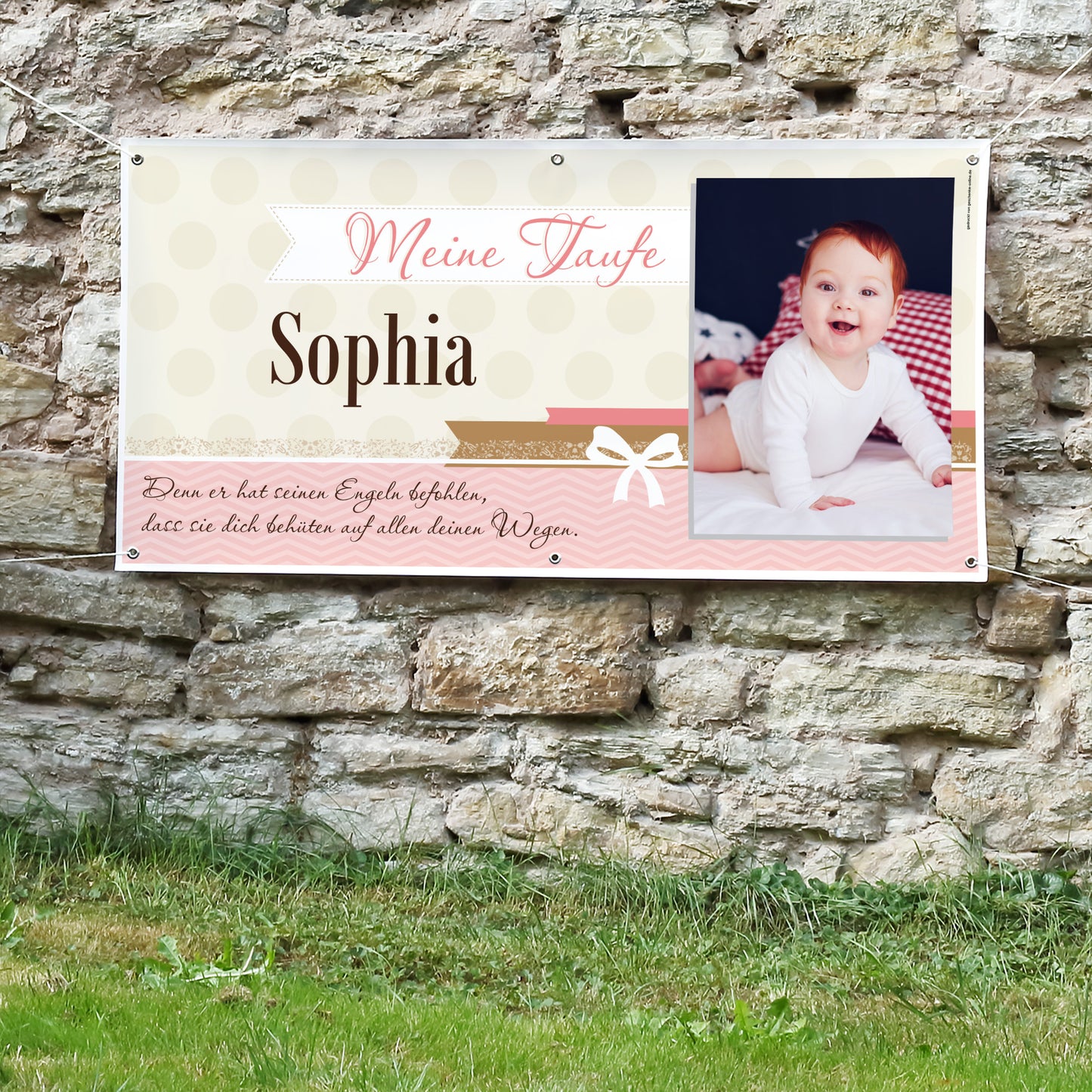 XXL Banner zur Taufe mit Foto und Taufspruch 1,60 x 0,80m