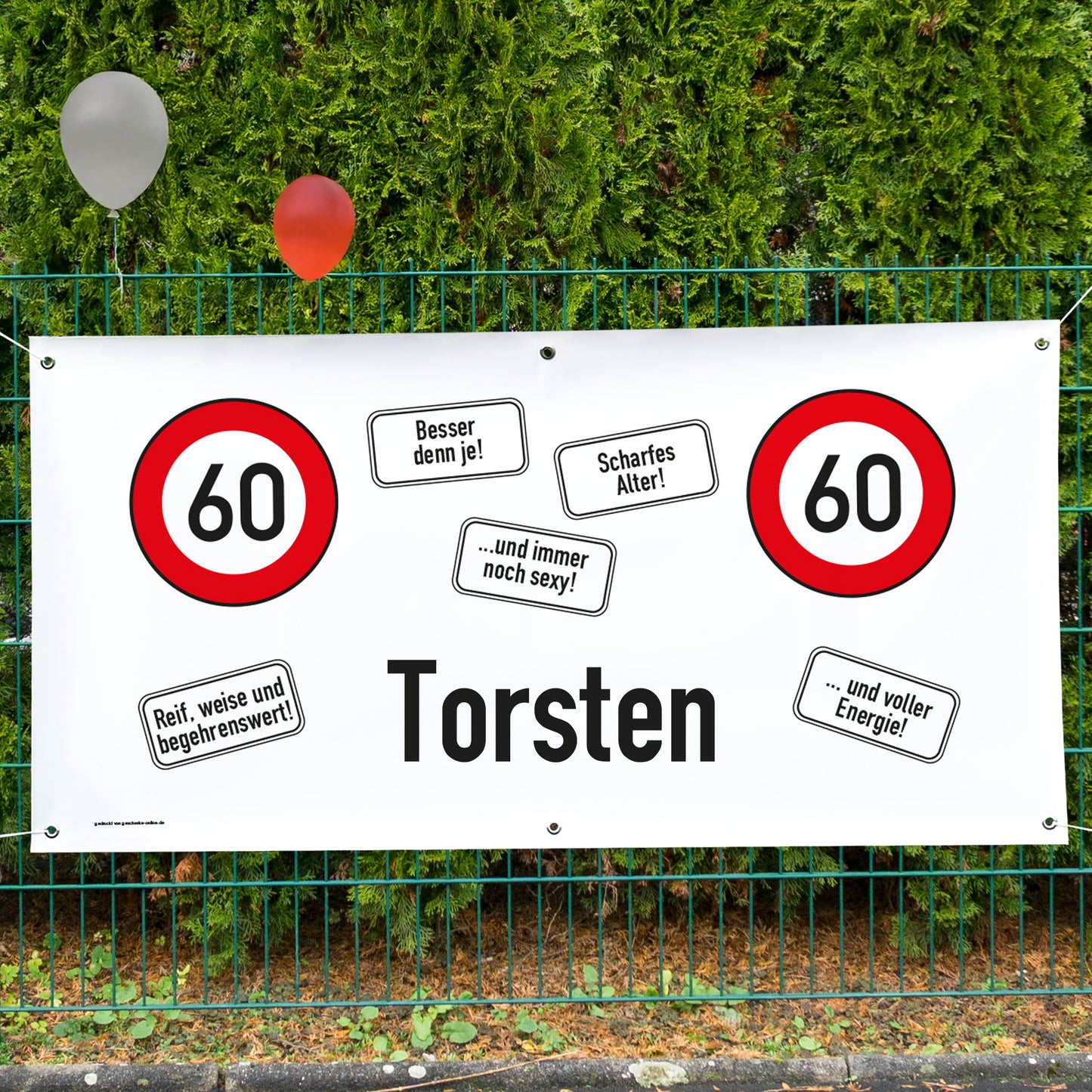XXL Banner 60. Geburtstag mit Verkehrszeichen