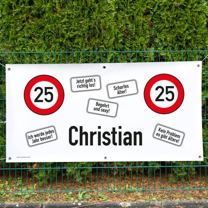 XXL-Banner Verkehrszeichen zum Geburtstag mit Namen und Alter