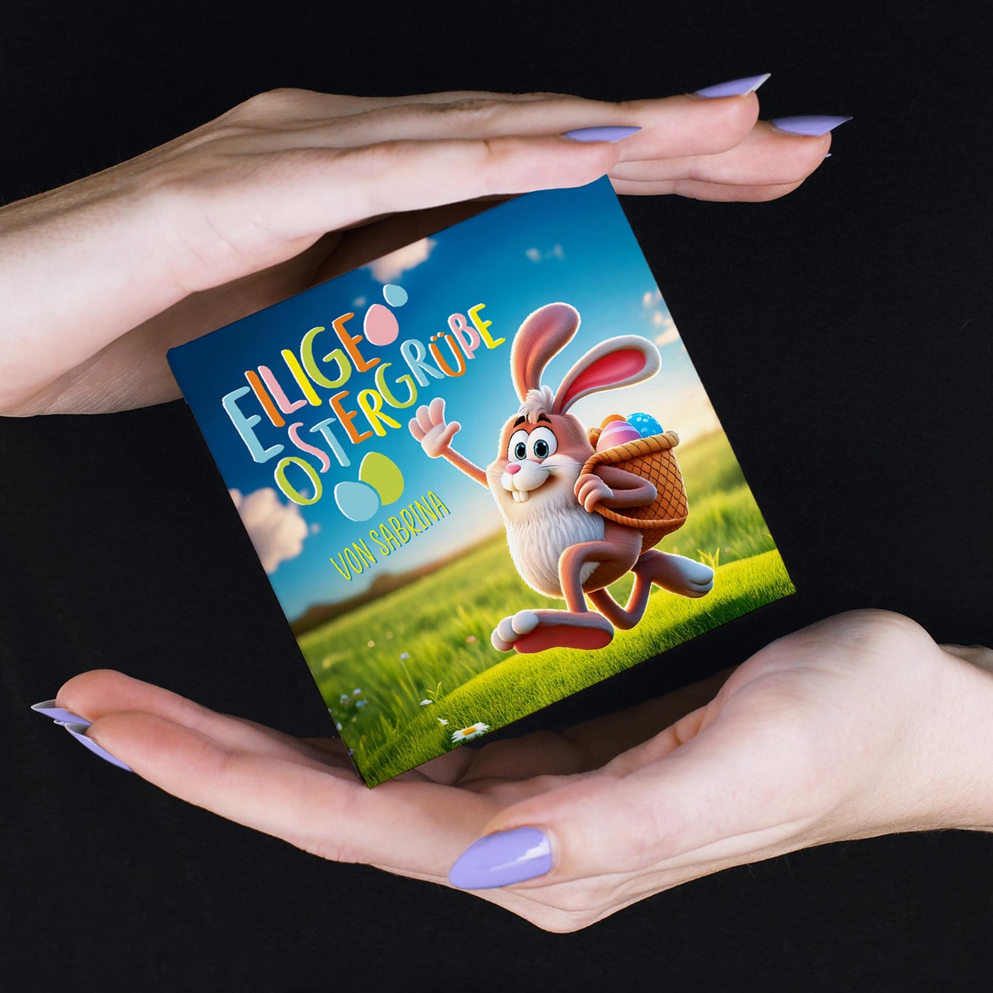 Personalisierte Osterüberraschung „Eilige Ostergrüße“ mit 4 köstlichen Lindorkugeln