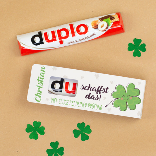 duplo Riegel als Glücksbringer personalisiert mit Name & Wunschtext | Geschenk für Prüfung & Abitur