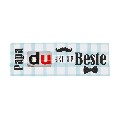 Personalisierter duplo Riegel „Papa du bist der Beste“ im blauen Design