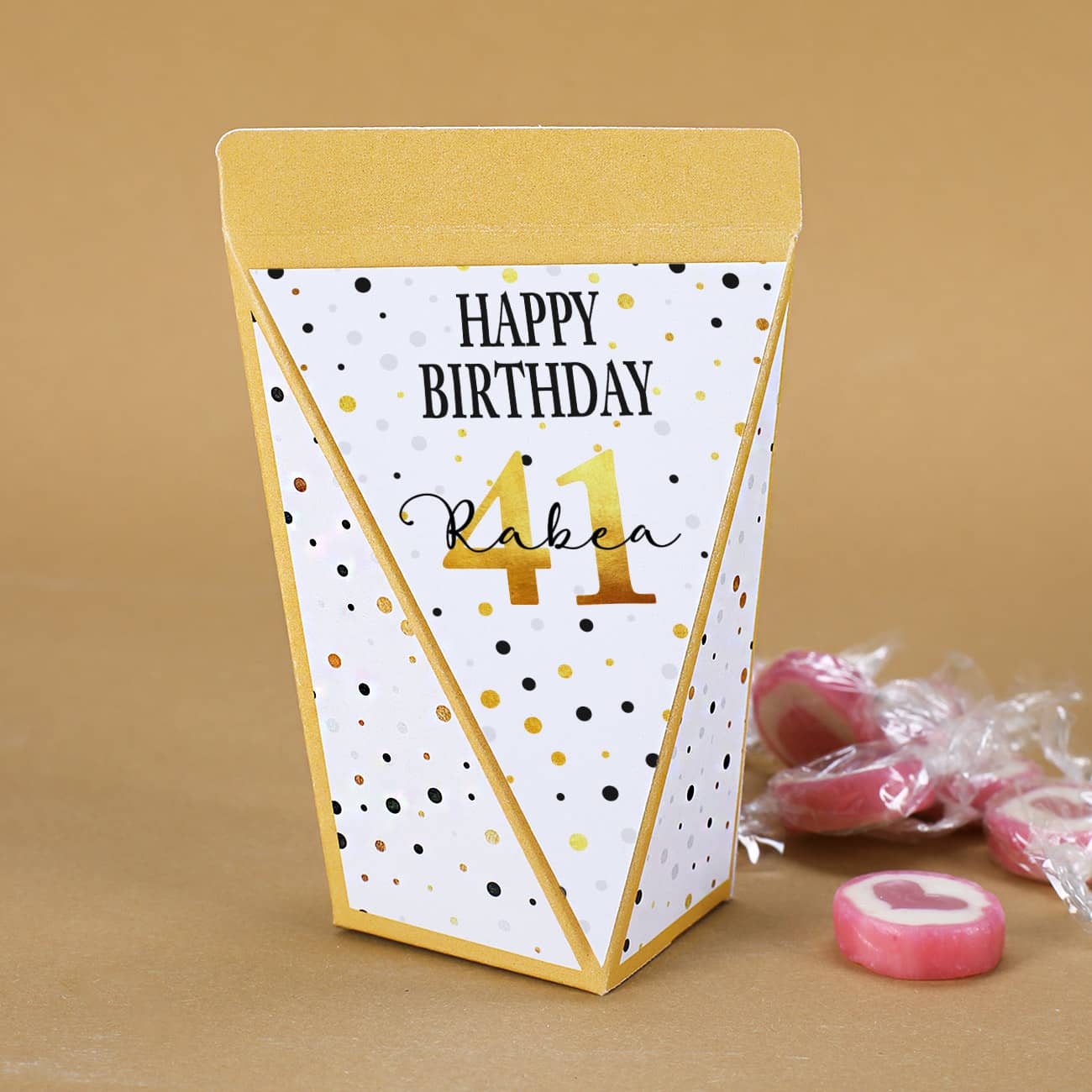 Geschenktüte mit Namen, Alter und Text bedruckt zum Geburtstag