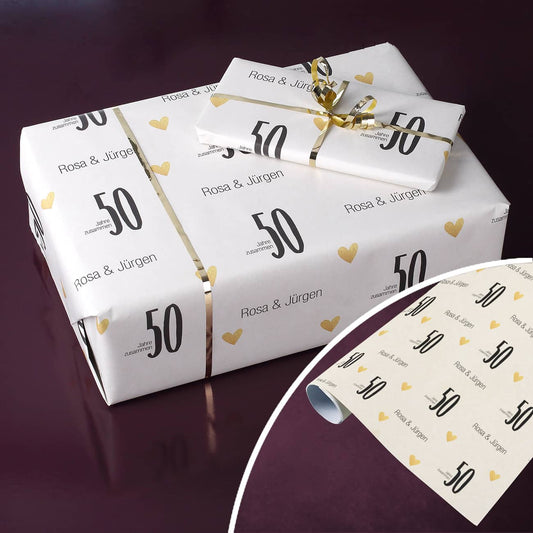 Persönliches Geschenkpapier zur Goldhochzeit