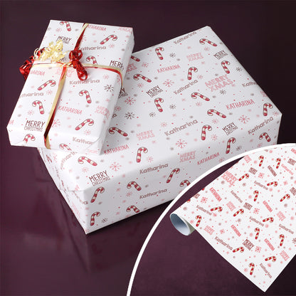 Weihnachtliches Geschenkpapier mit Name