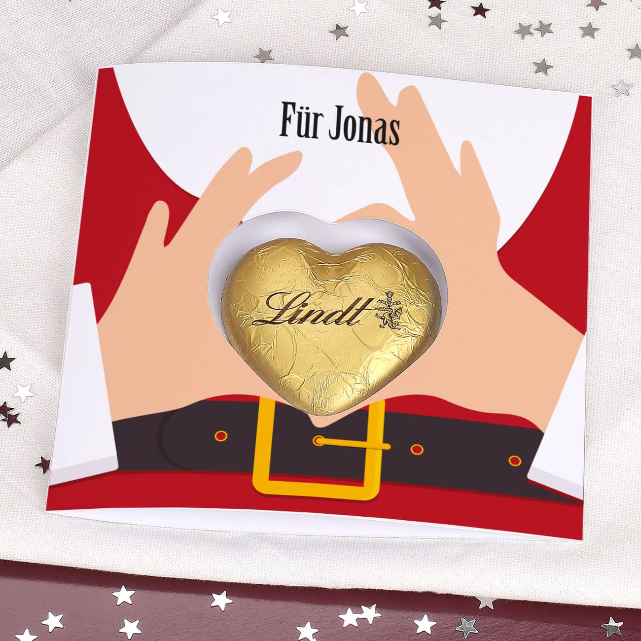 Weihnachtskarte mit leckerer Lindt Schokolade