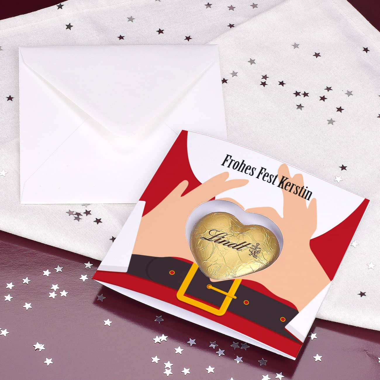 Weihnachtskarte mit leckerer Lindt Schokolade