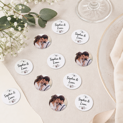 XL - Fotokonfetti zur Hochzeit mit Namen und Blüten