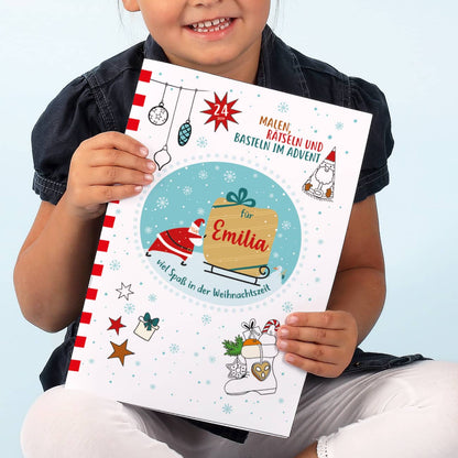Weihnachts-Malbuch mit Name - 24 Seiten Malen, Basteln, Rätseln DIN A4