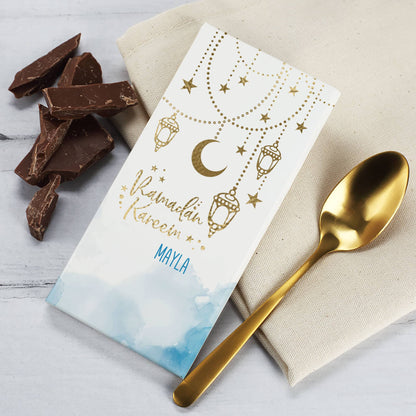 Ramadan Kareem - Schokolade mit Goldveredelung und Name personalisiert