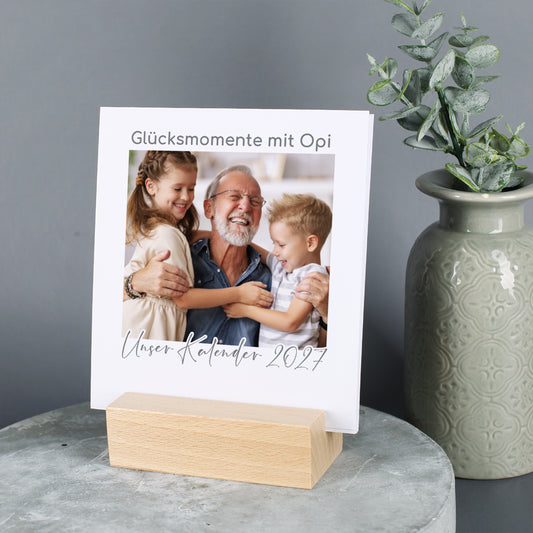 Foto-Tischkalender 2027 mit echtem Holzsockel