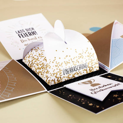 Gratulation, du hast es geschafft! -  Explosionsbox mit Name