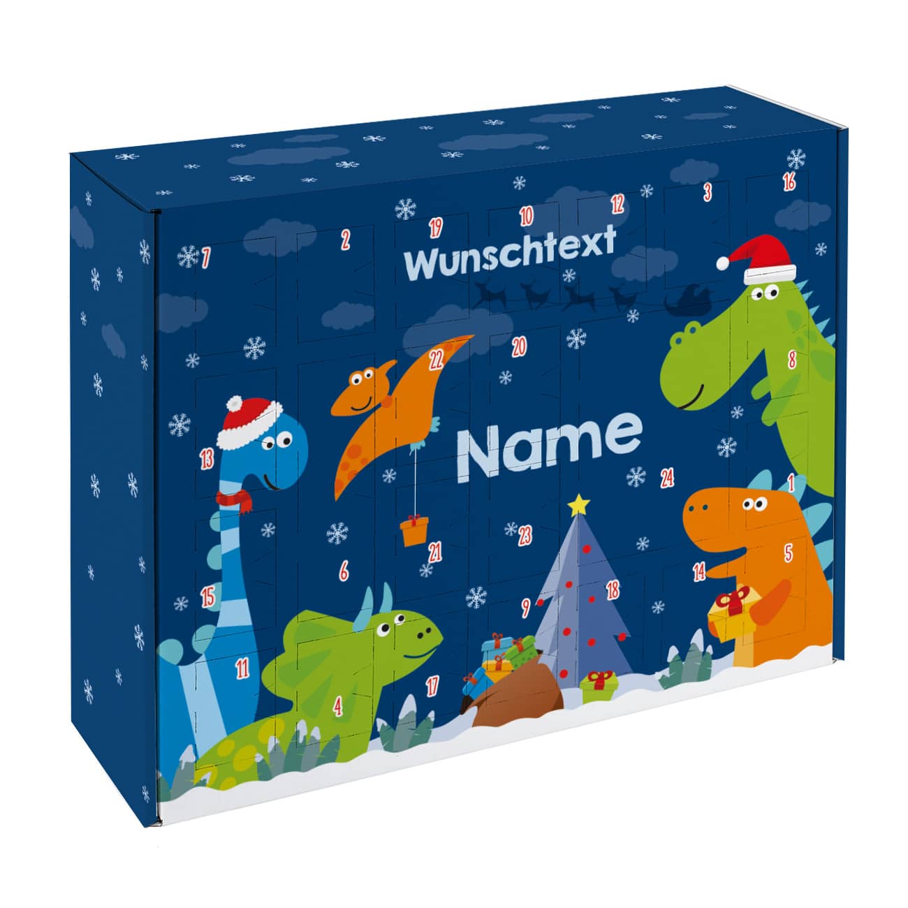 Dinosaurier - Adventskalender zum selbst Befüllen mit Wunschtext und Name
