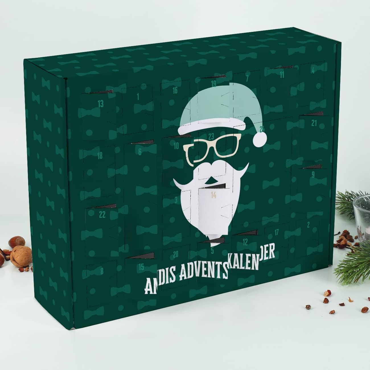 Adventskalender zum selbst Befüllen mit coolem Weihnachtsmann