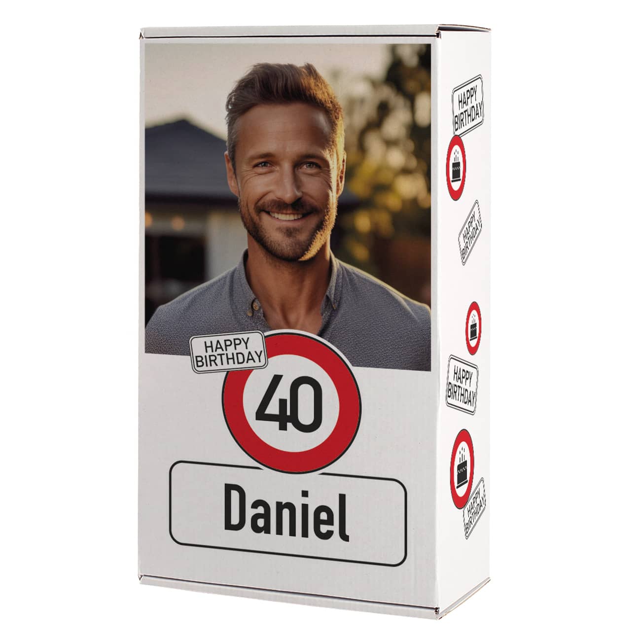 Geburtstags-Geschenk-Verpackung mit Foto, Alter & Name