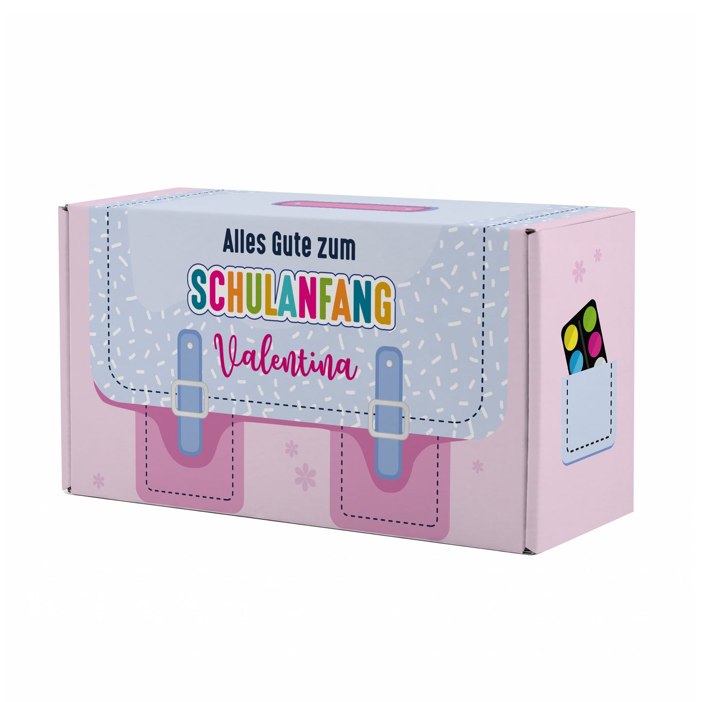 Geschenkverpackung zur Einschulung personalisiert mit Name | Schulranzen Design