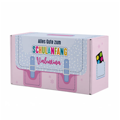 Geschenkverpackung zur Einschulung personalisiert mit Name | Schulranzen Design