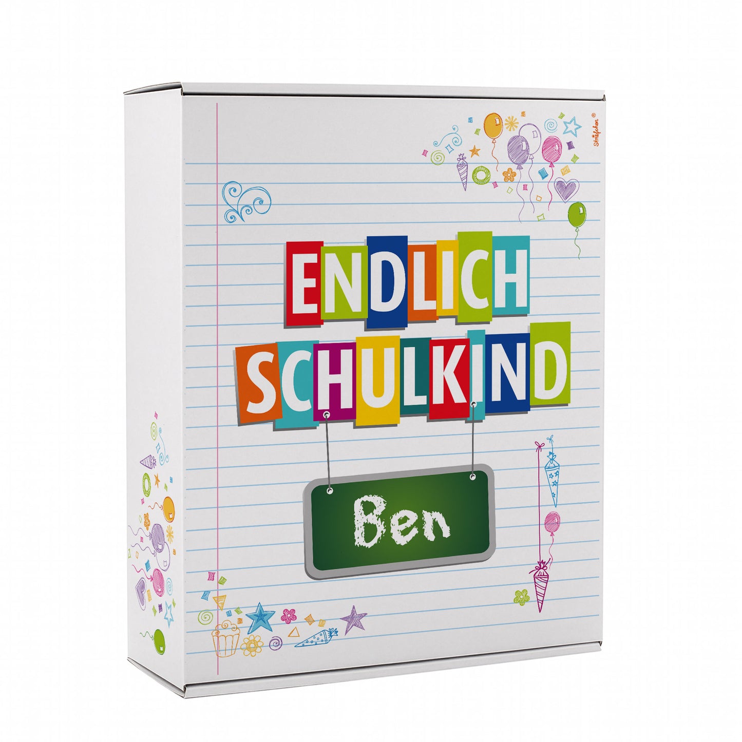 Geschenkkarton zur Einschulung personalisiert mit Name | Endlich Schulkind | 3 Größen