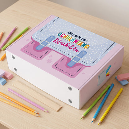 Geschenkverpackung zur Einschulung personalisiert mit Name | Schulranzen Design