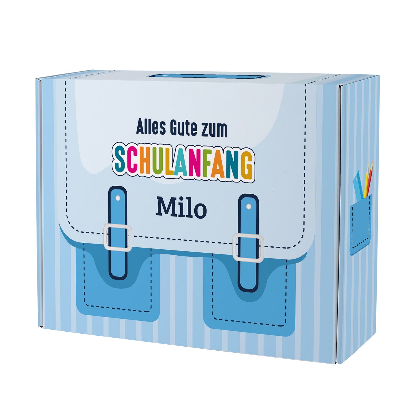 Geschenkverpackung zur Einschulung personalisiert mit Name | Schulranzen Design