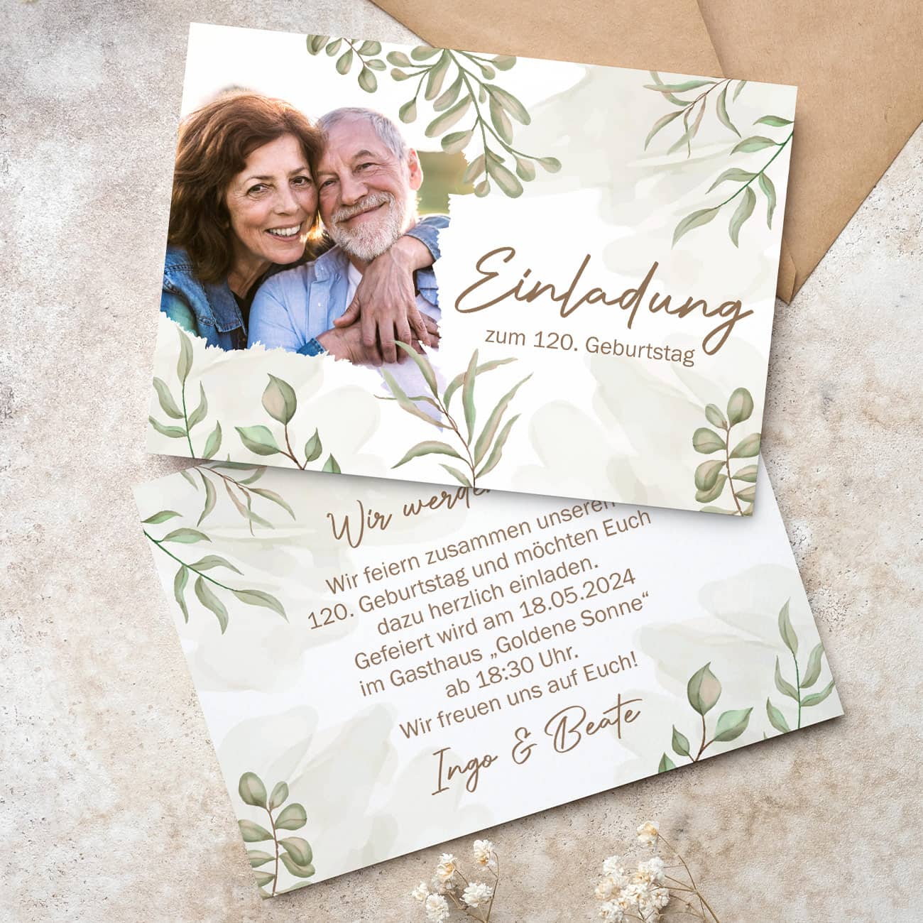 Geburtstagseinladung im Postkartenformat