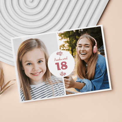 Mit zwei Fotos und Alter nach Wunsch personalisiert