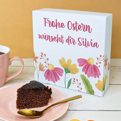 Personalisierter Kuchen mit Wunschtext & Blumenmotiv | Geschenk für Geburtstag, Ostern & Muttertag