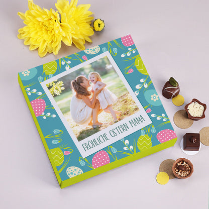 Lindt Pralinen mit Fotoverpackung und Wunschtext zu Ostern
