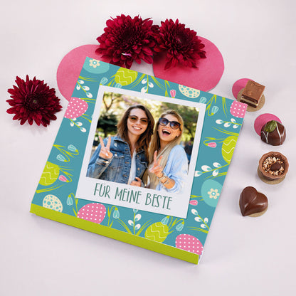 Lindt Mini-Pralinés mit Foto und einem individuellen Text als Ostergeschenk